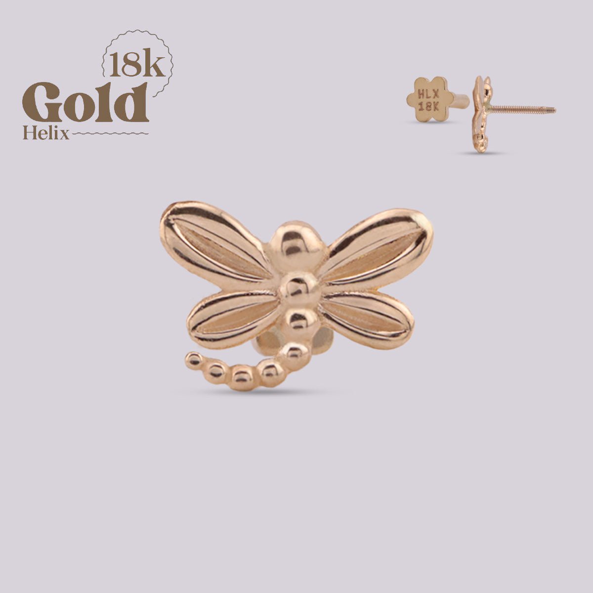 Joya para oreja en oro con forma de Libelula - Helix Body Jewelry - Tienda Online de Piercings