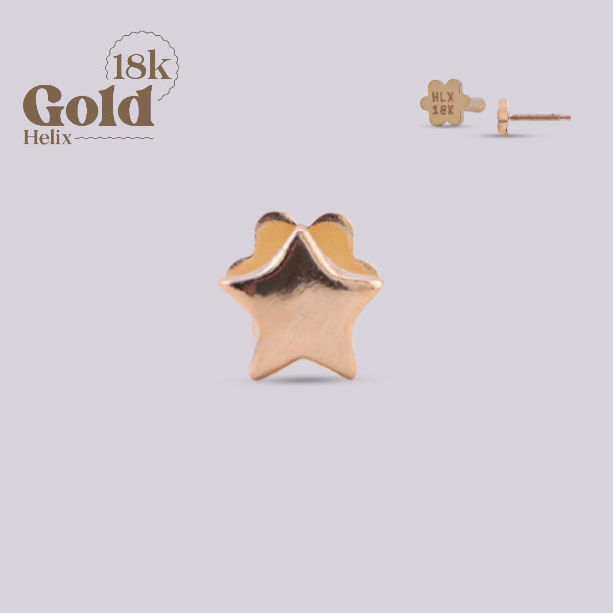 Labret para oreja con forma de estrella en oro - Helix Body Jewelry - Tienda Online de Piercings