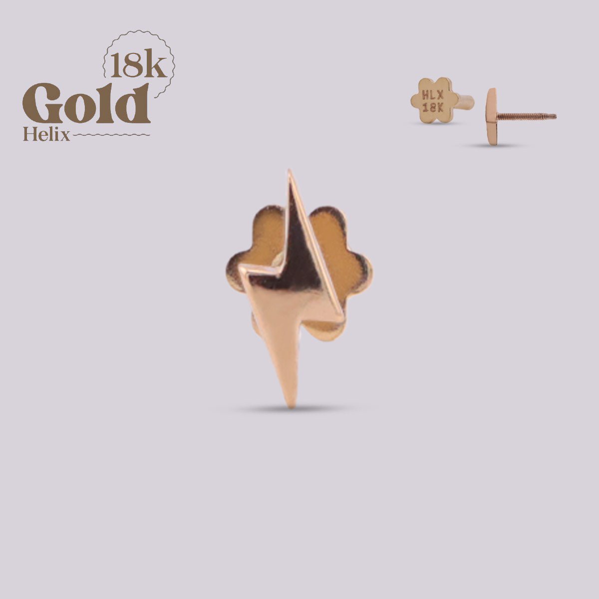 Joya para oreja con forma rayo en oro - Helix Body Jewelry - Tienda Online de Piercings