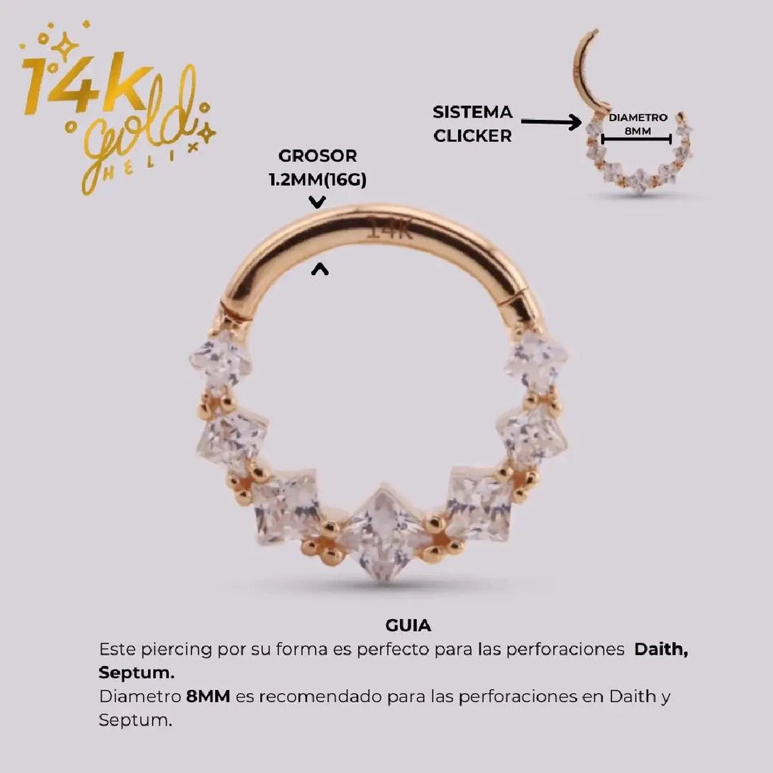 Joya para oreja en Oro Luxury Persei - Helix Body Jewelry - Tienda Online de Piercings