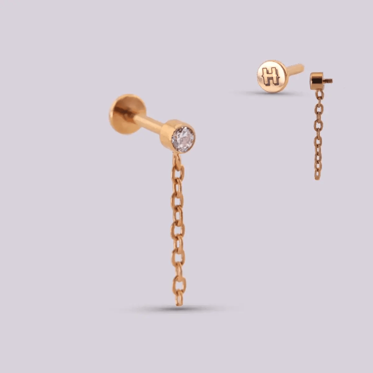Arete en Titanio con cadena colgante - Figaro - Helix Body Jewelry - Tienda Online de Piercings