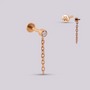 Arete en Titanio con cadena colgante - Figaro - Helix Body Jewelry - Tienda Online de Piercings