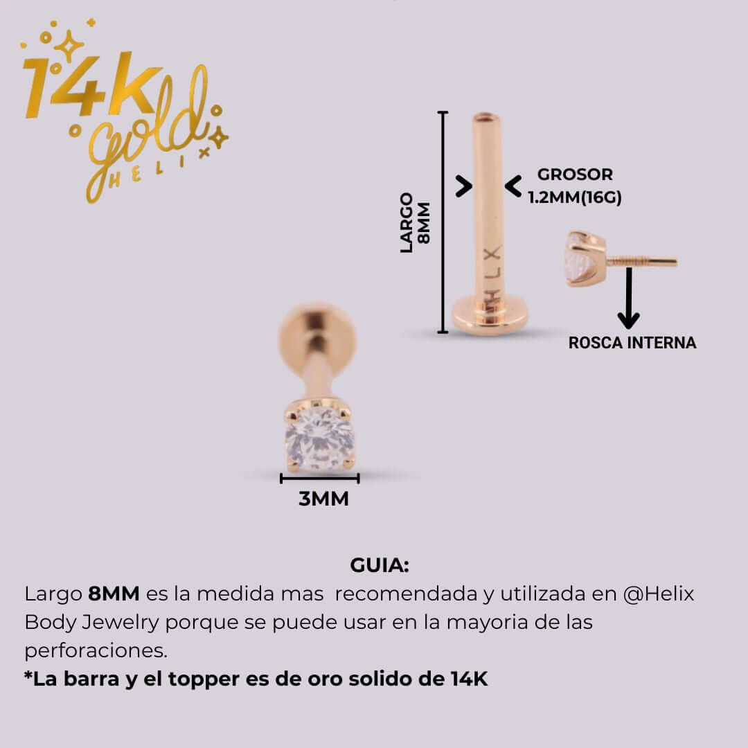 Sparkly Swarovski en oro solido de 14K - Helix Body Jewelry - Tienda Online de Piercings