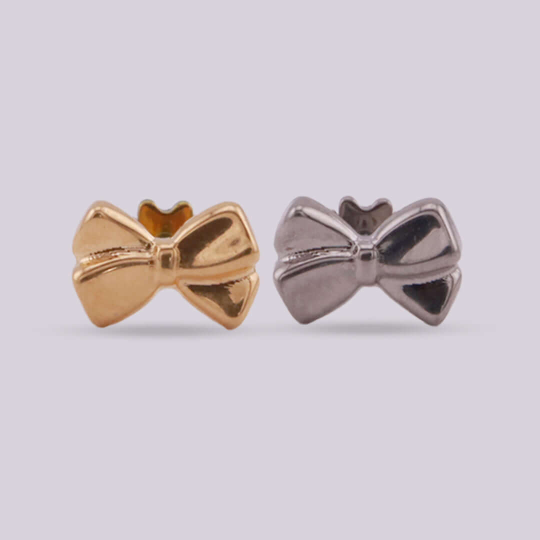 Labret en Titanio con forma de moño, Joyería hipoalergénica - Helix Body Jewelry - Tienda Online de Piercings