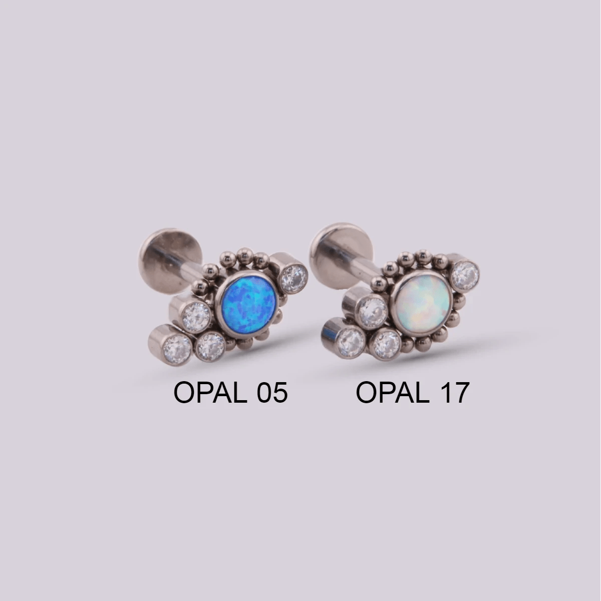 Labret en Titanio con ópalos Ariel Opal - Helix Body Jewelry - Tienda Online de Piercings