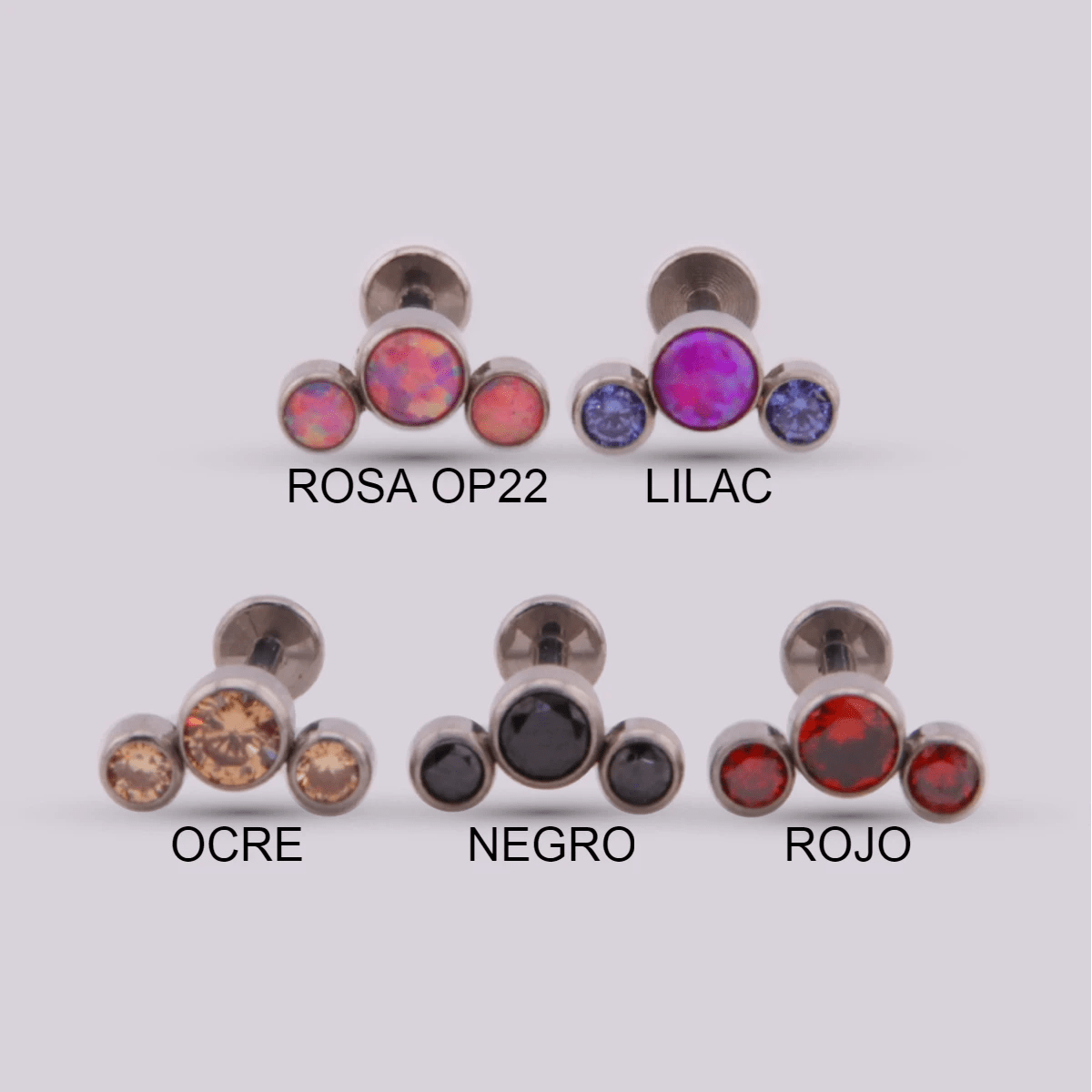 Labret en Titanio Trio - Helix Body Jewelry - Tienda Online de Piercings