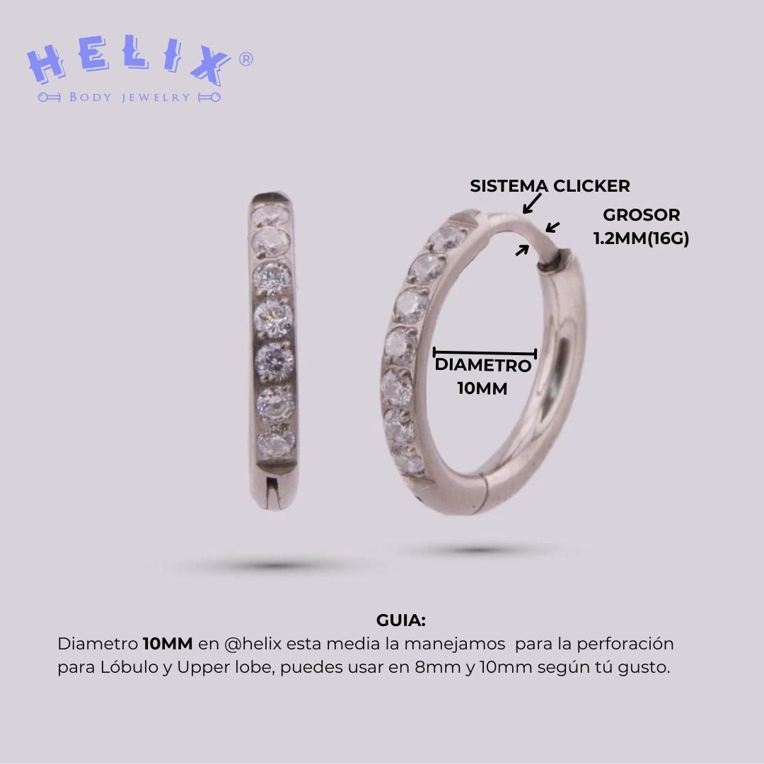 Candonga para Lóbulo en Titanio - Clear - Helix Body Jewelry - Tienda Online de Piercings