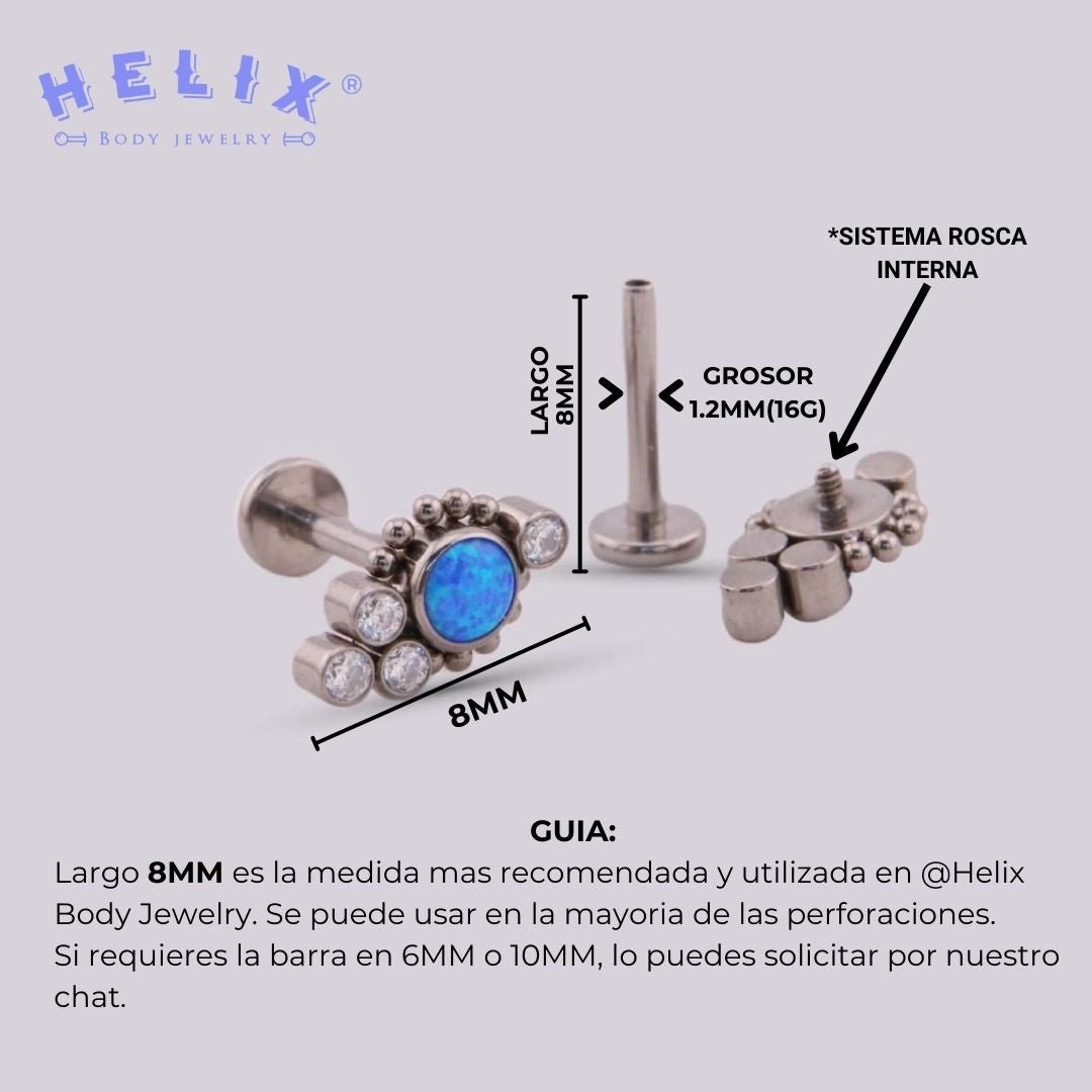 Labret en Titanio con ópalos Ariel Opal - Helix Body Jewelry - Tienda Online de Piercings