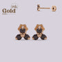 Aretes en oro con tres diamantes negros - Helix Body Jewelry - Tienda Online de Piercings