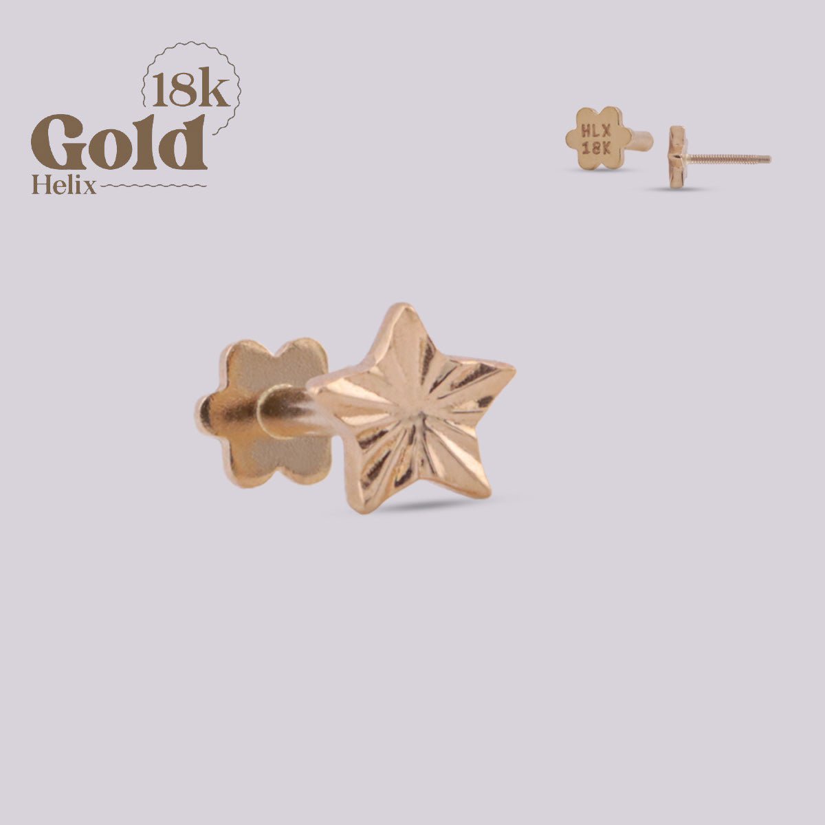 Joya para oreja en oro con forma de estrella - Helix Body Jewelry - Tienda Online de Piercings