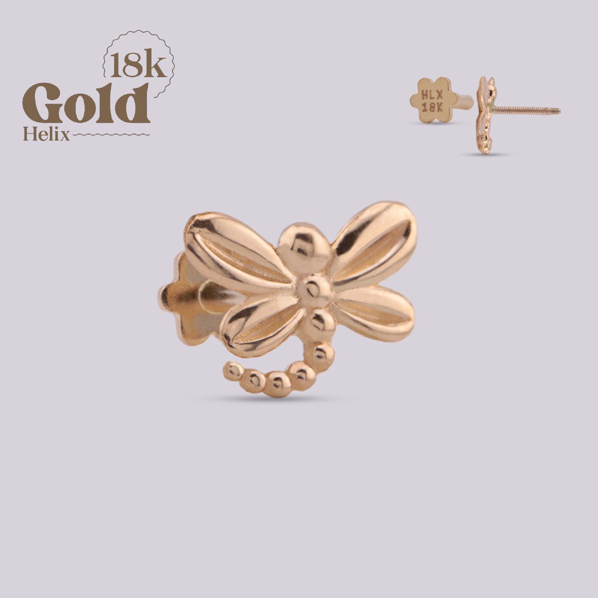 Joya para oreja en oro con forma de Libelula - Helix Body Jewelry - Tienda Online de Piercings
