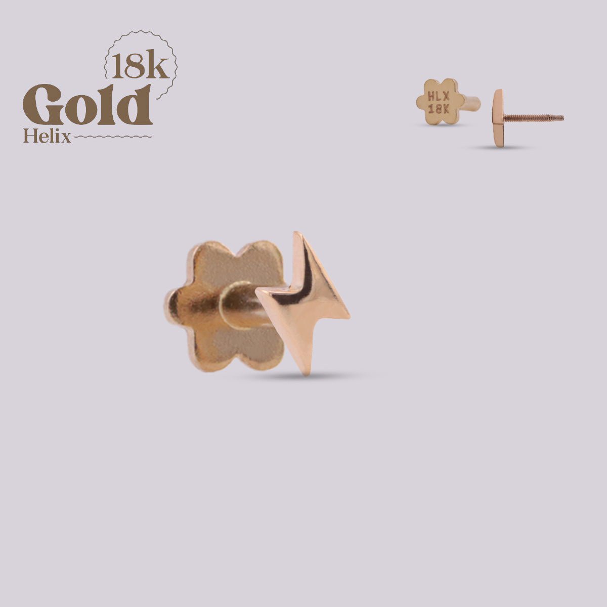 Joya para oreja con forma rayo en oro - Helix Body Jewelry - Tienda Online de Piercings