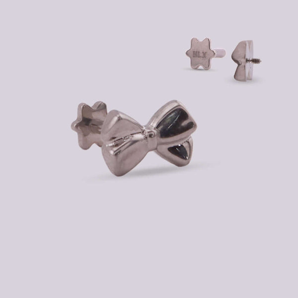 Labret en Titanio con forma de moño, Joyería hipoalergénica - Helix Body Jewelry - Tienda Online de Piercings
