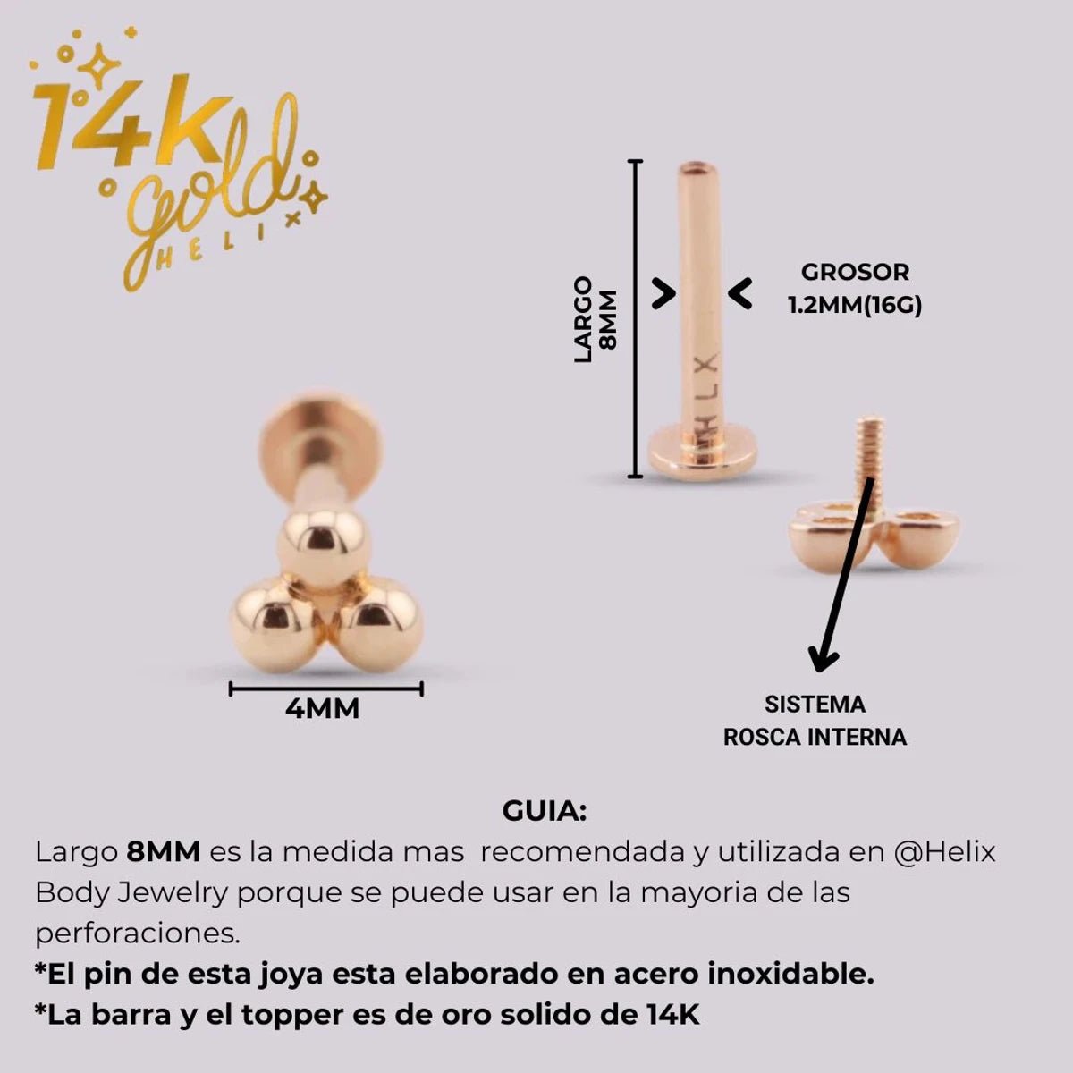 Luxury Trebol | Oro 14K - Helix Body Jewelry - Tienda Online de Piercings