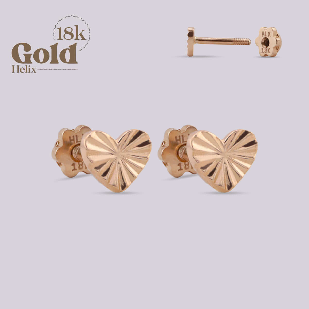 Aretes en oro con forma de Corazón grabado - Helix Body Jewelry - Tienda Online de Piercings
