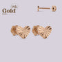 Aretes en oro con forma de Corazón grabado - Helix Body Jewelry - Tienda Online de Piercings