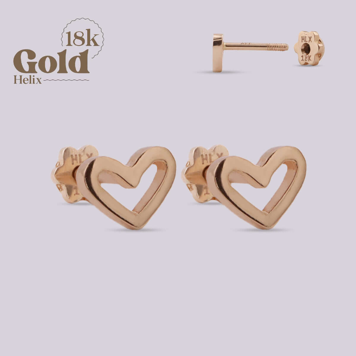 Aretes en oro con forma corazón - Helix Body Jewelry - Tienda Online de Piercings
