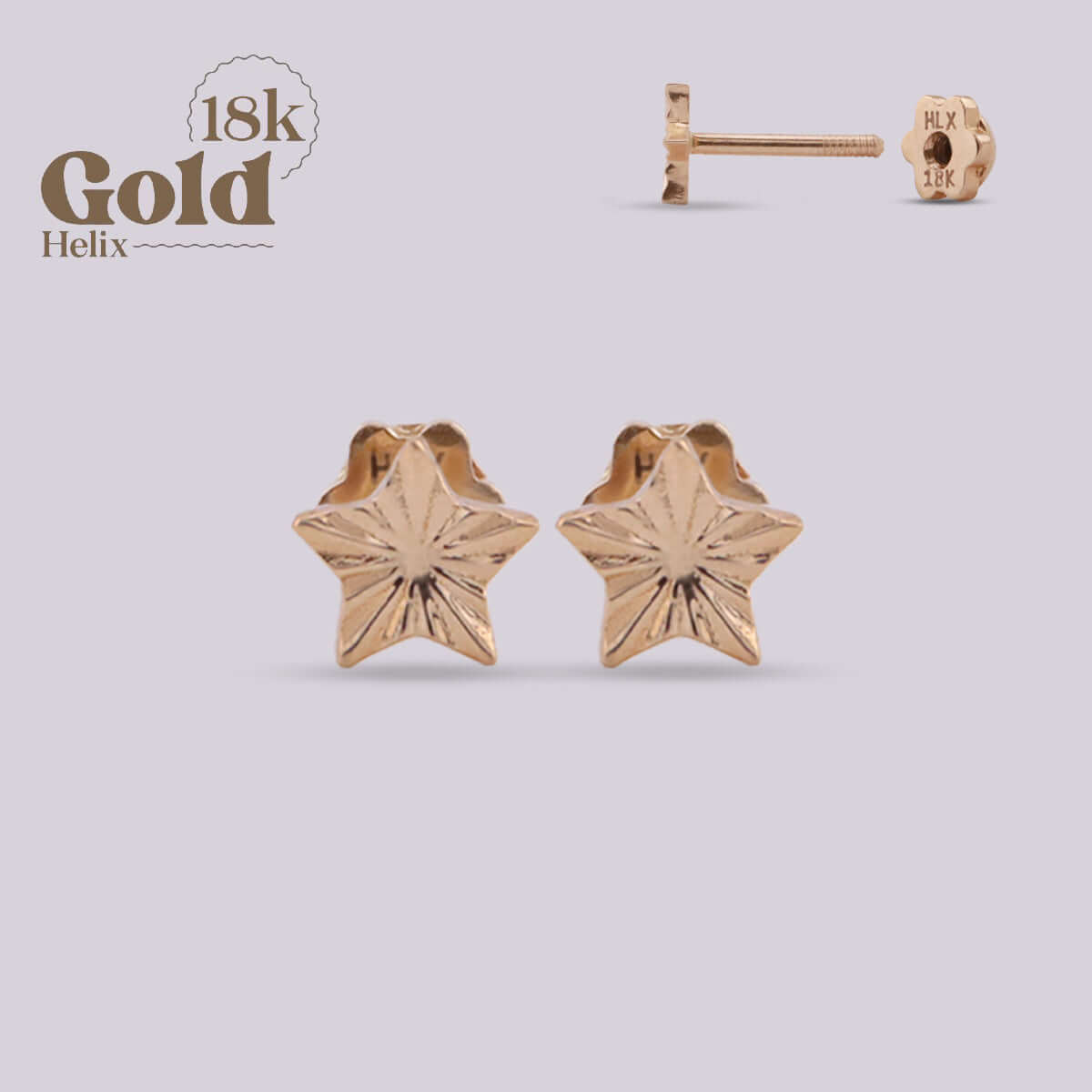 Aretes en oro con forma de estrella - Helix Body Jewelry - Tienda Online de Piercings