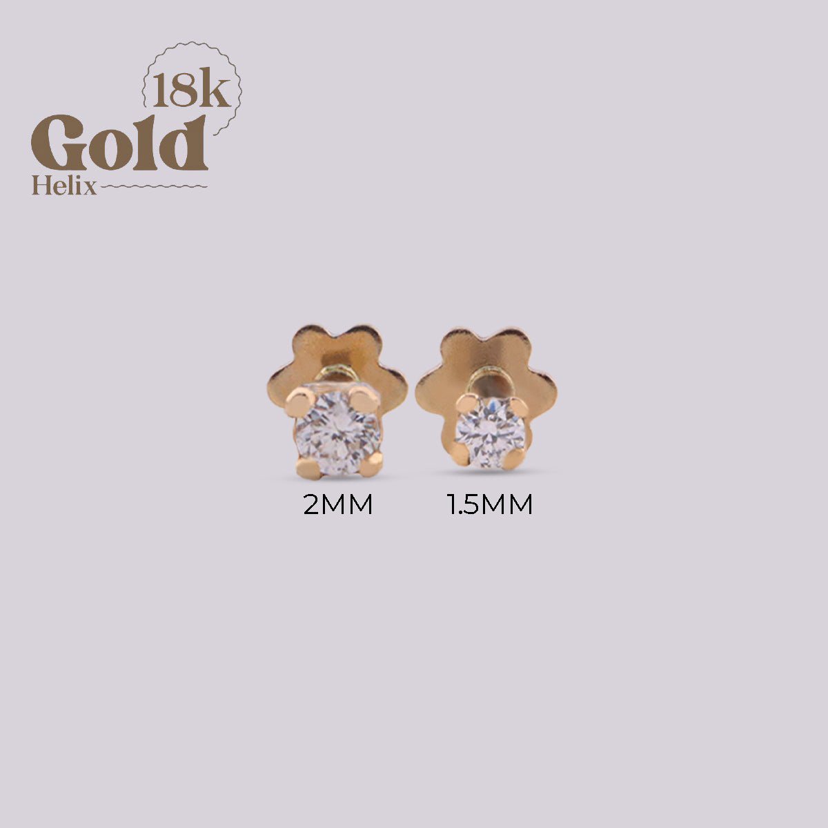 Pendiente para oreja en oro 18K con diamante 2mm - Helix Body Jewelry - Tienda Online de Piercings