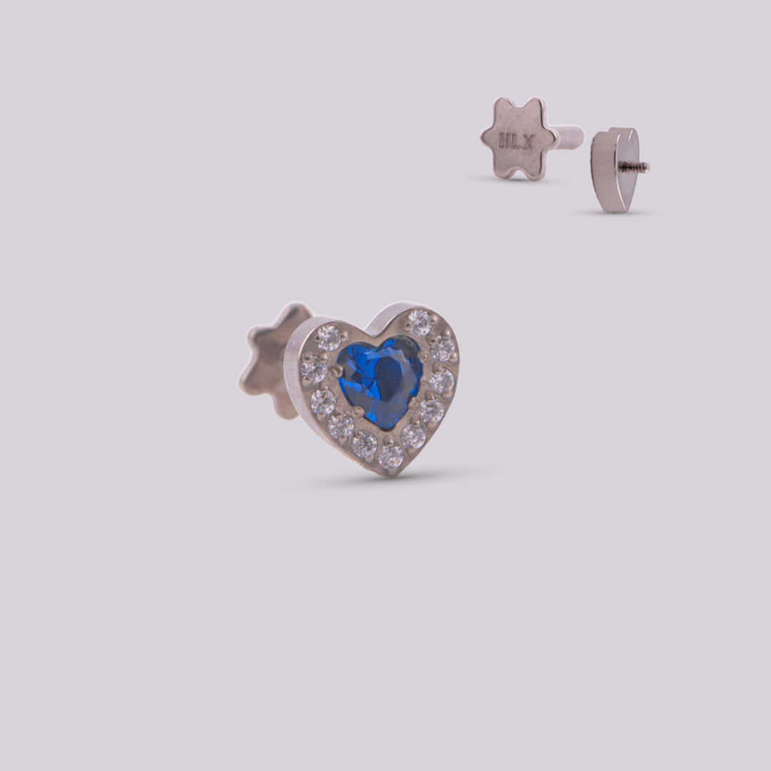 Arete en forma de corazon azul