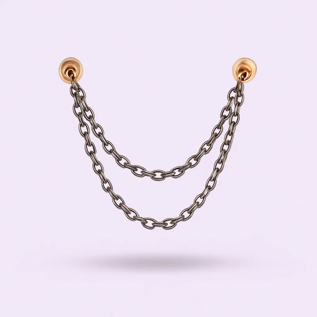 Cadena Doble Titanio Plateado
