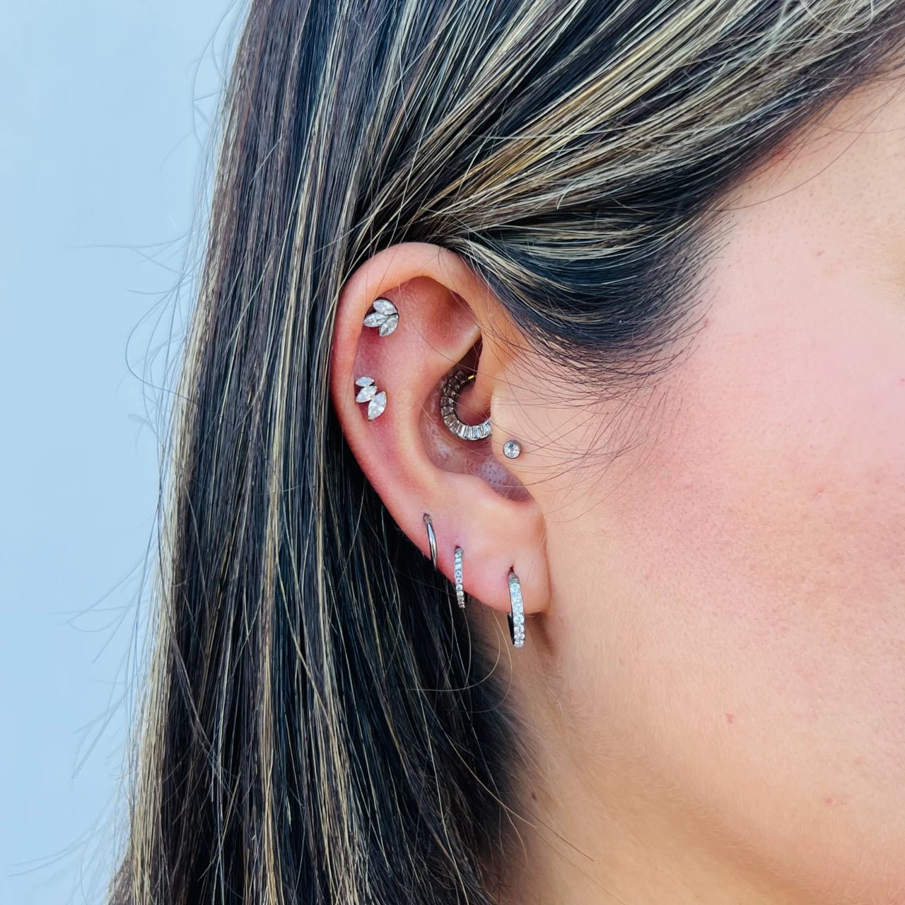 Candonga para Lóbulo en Titanio - Clear - Helix Body Jewelry - Tienda Online de Piercings