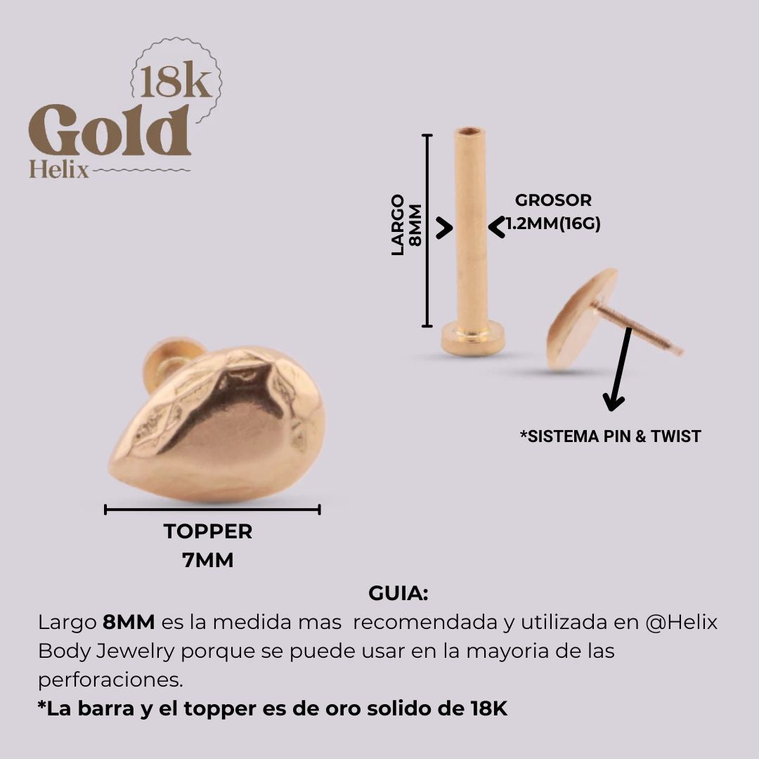 Joya para Piercing Tragus en Oro 18K