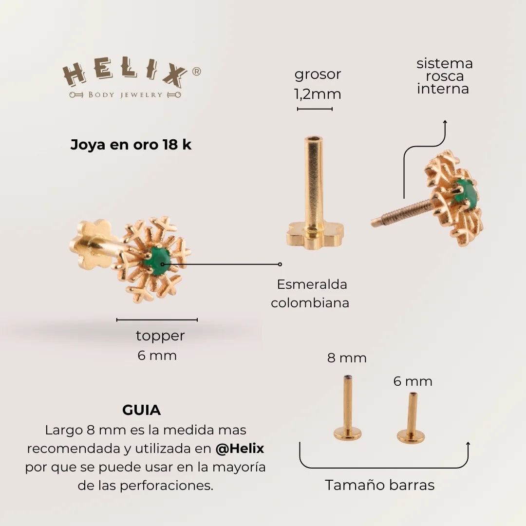 Copo de Nieve Esmeralda en Oro 18K