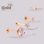 Labret en Oro 18K con Moissanita | Sistema Pin & Twist – Helix BJ - Helix Body Jewelry - Tienda Online de Piercings