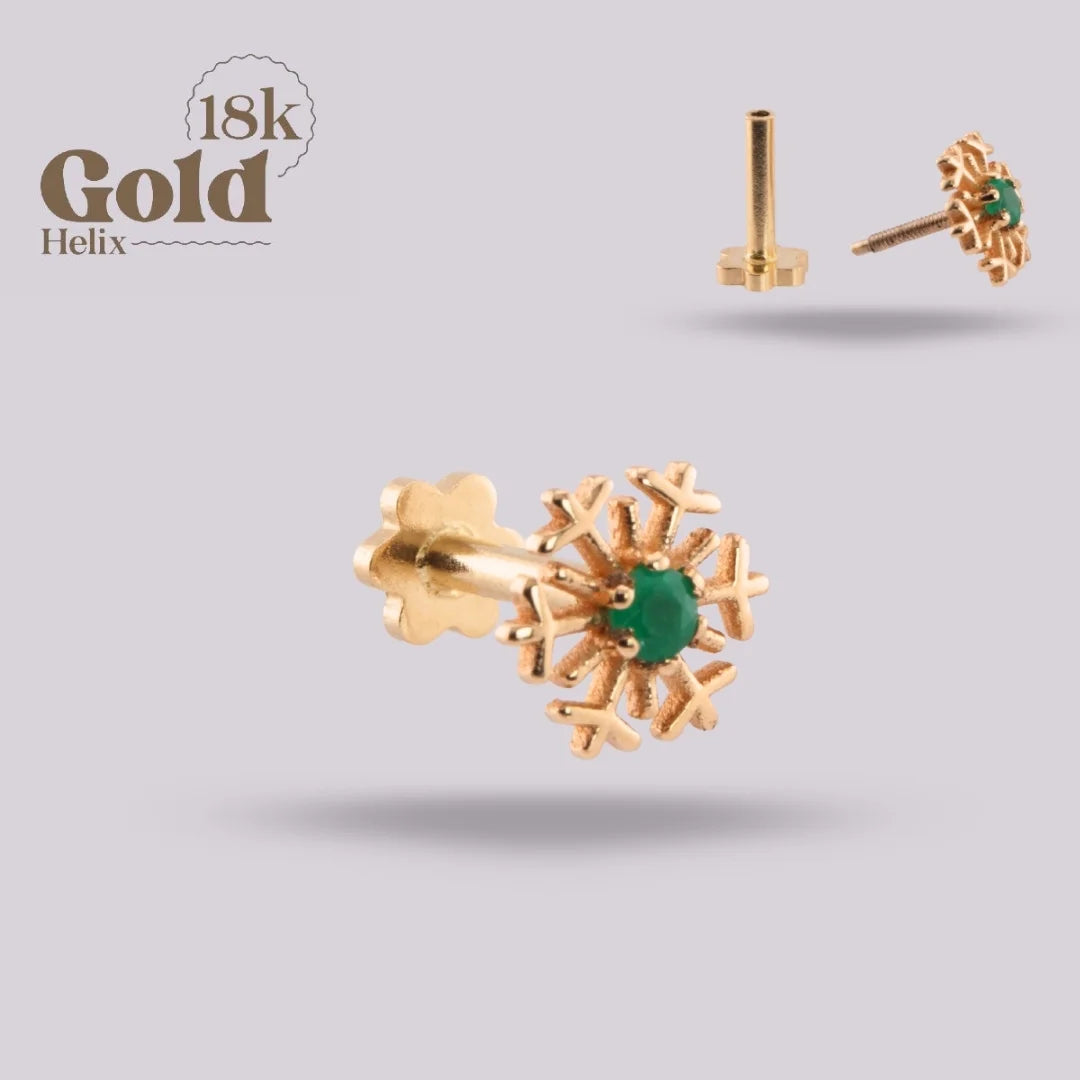 Copo de Nieve Esmeralda en Oro 18K