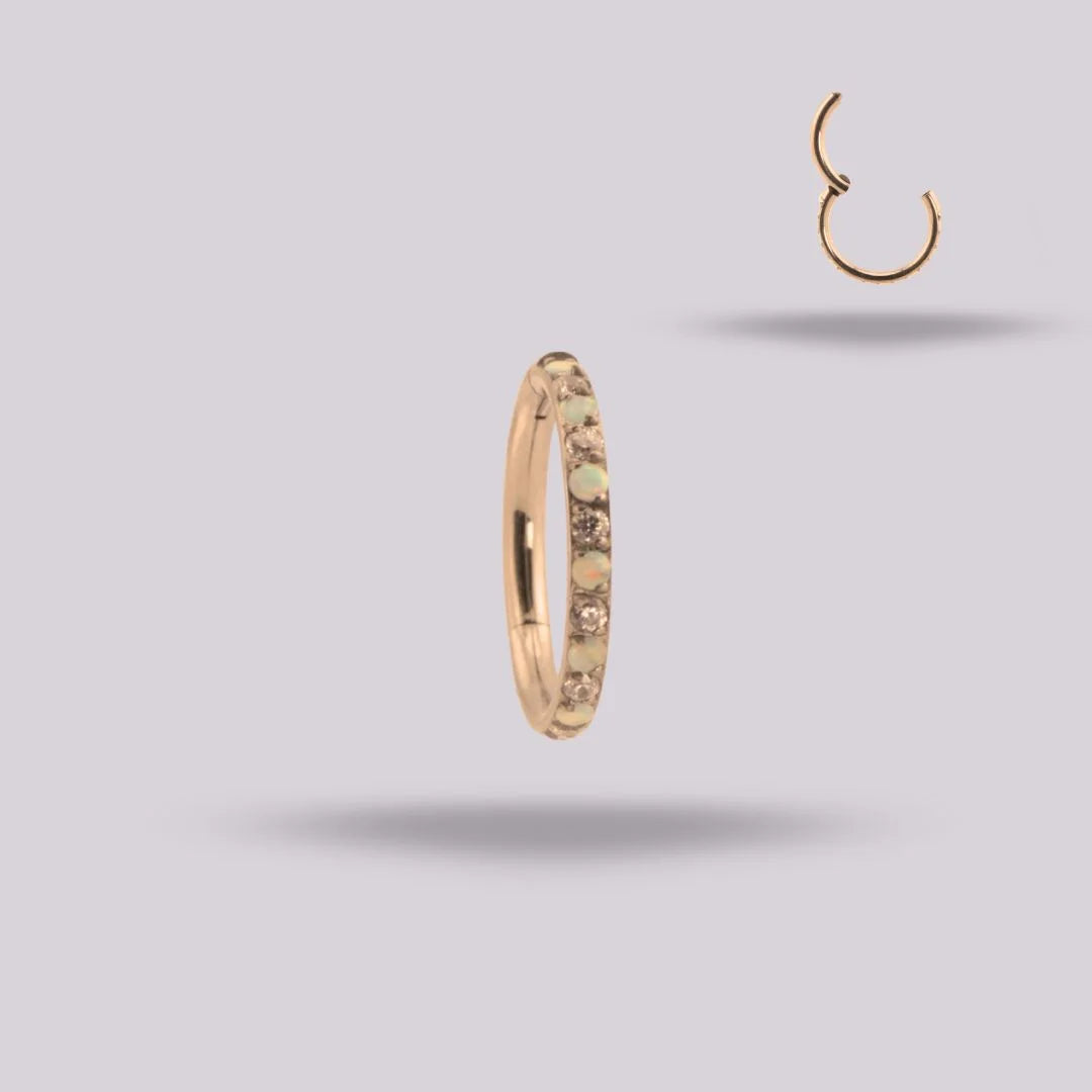 Aro Clicker Irla en Titanio | Ópalo Tornasol