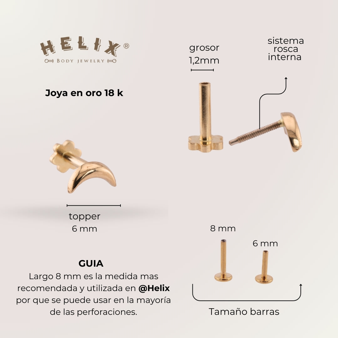 Piercing Media Luna en Oro 18K