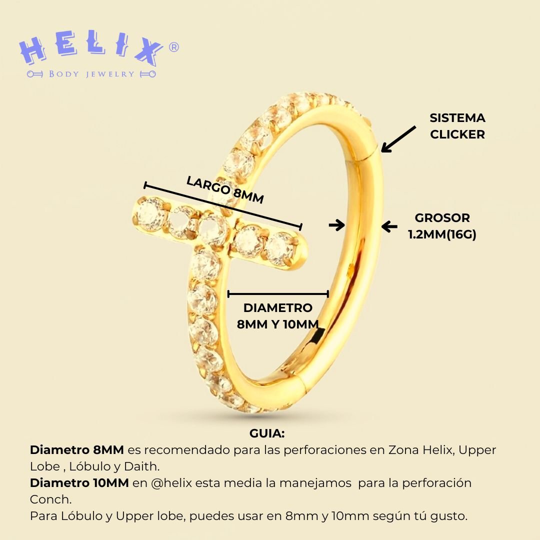 Aro con incrustaciones en zircón - Elyn - Helix Body Jewelry - Tienda Online de Piercings