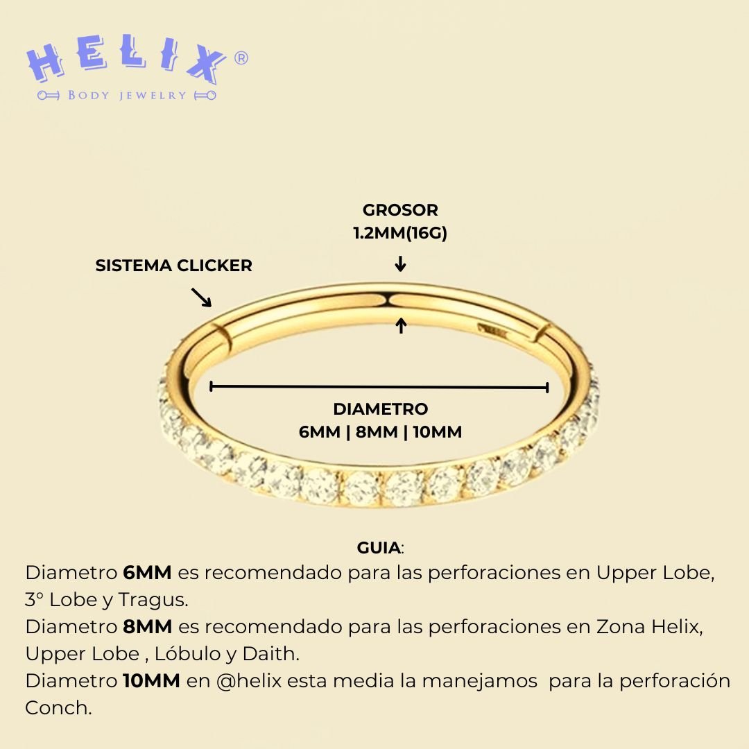 Clicker Zirconia Lateral Dorado - Helix Body Jewelry - Tienda Online de Piercings