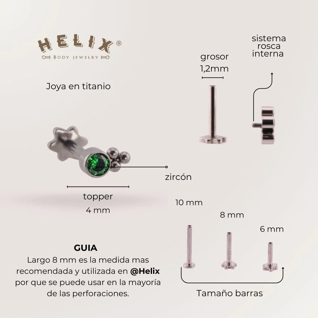 Labret Mini Verde · Titanio Grado Implante