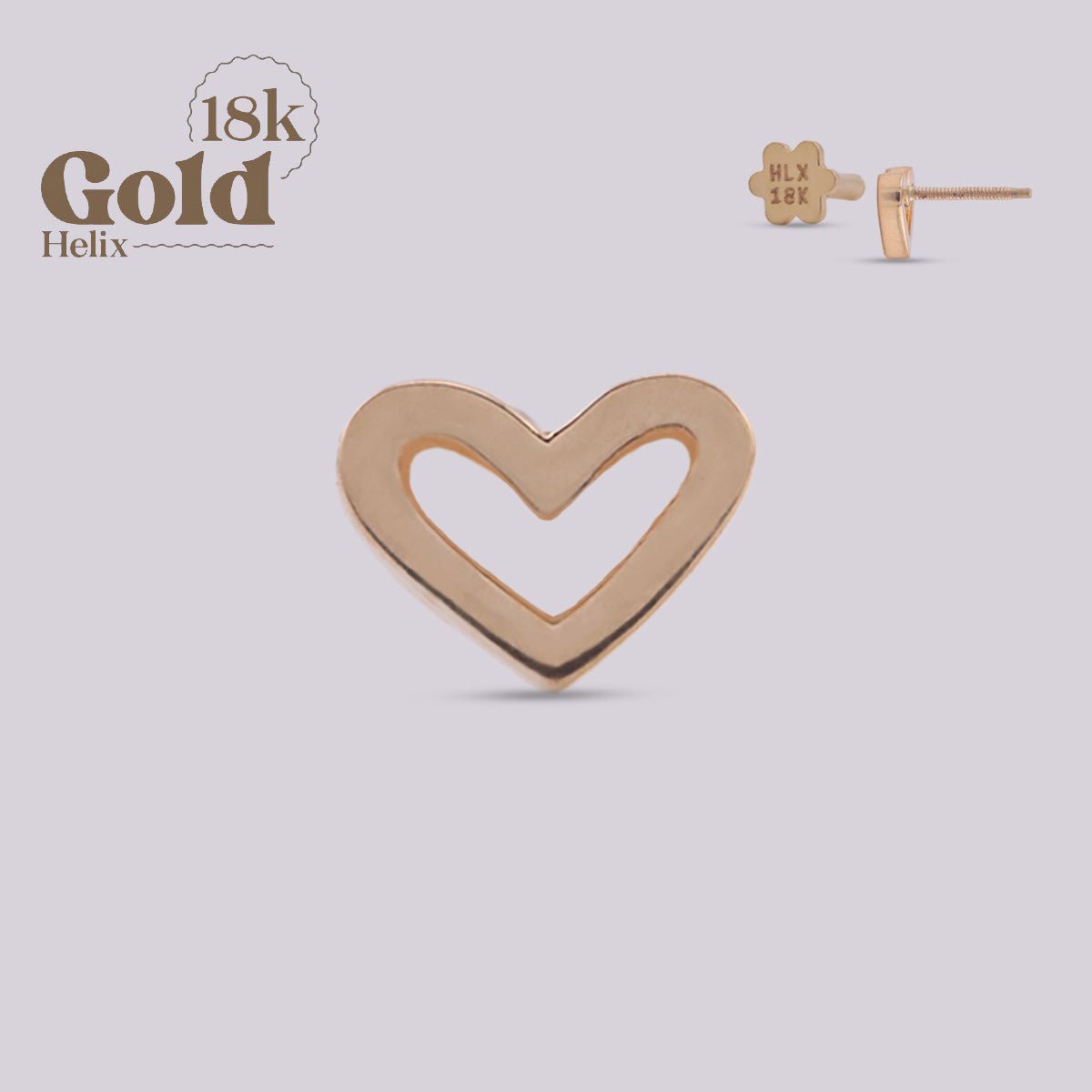 Pendiente Corazón Oro 18K - Elegancia y Delicadeza en tu piercing - Helix Body Jewelry - Tienda Online de Piercings