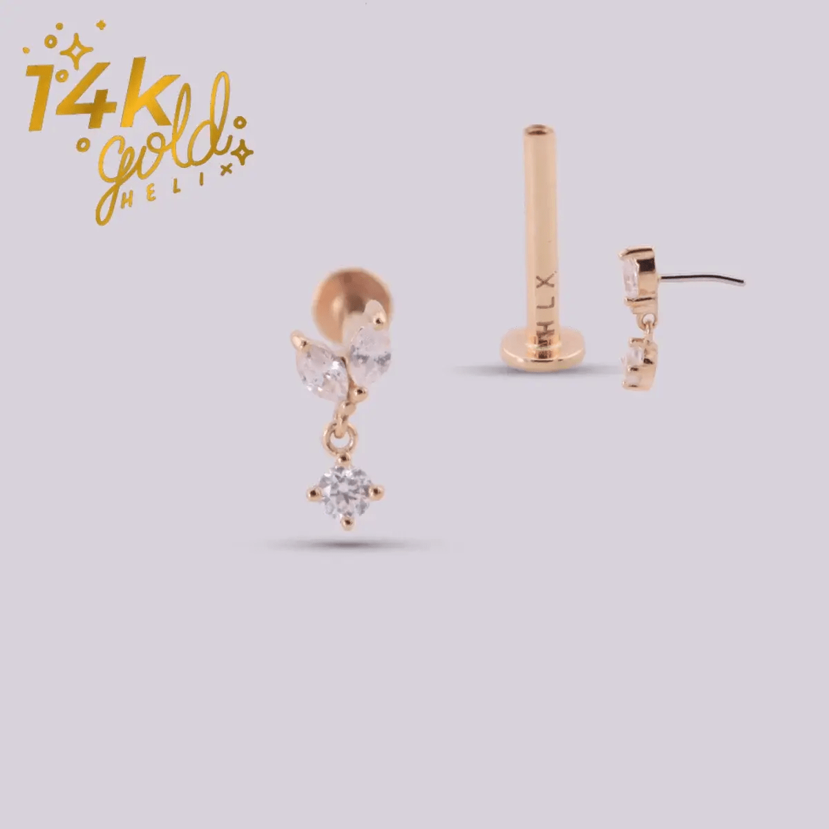 Joya con forma de pétalo y cristales swarovski - Aroa - Helix Body Jewelry - Tienda Online de Piercings