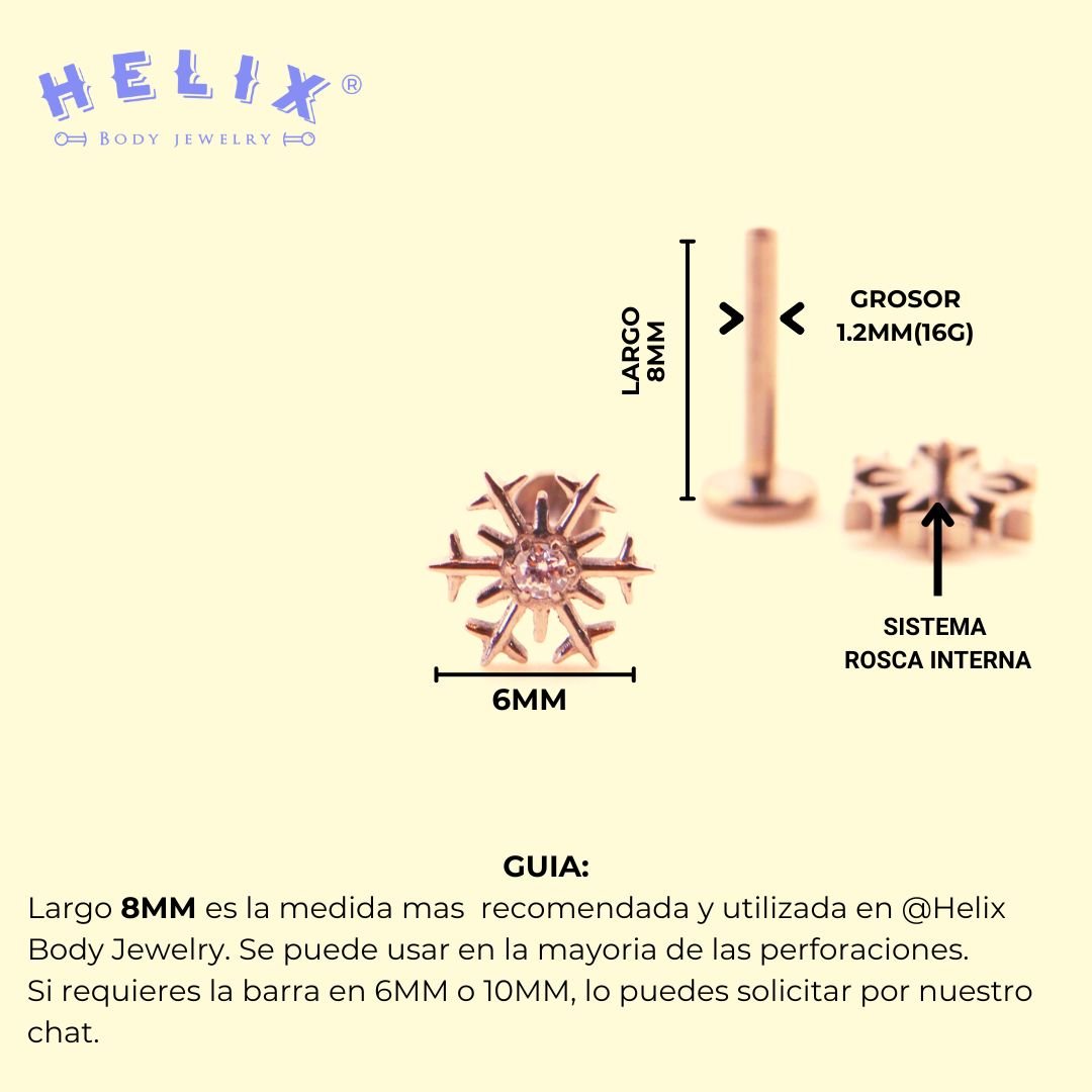 Joya en titanio con sistema de rosca interna - Snow - Helix Body Jewelry - Tienda Online de Piercings