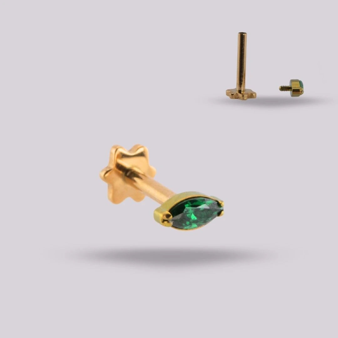 Labret Zafiro Verde · Titanio Grado Implante