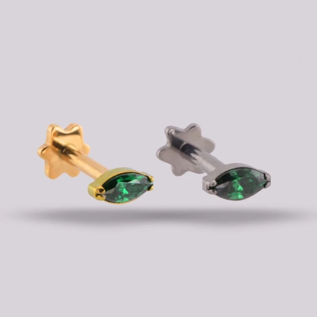 Labret Zafiro Verde · Titanio Grado Implante