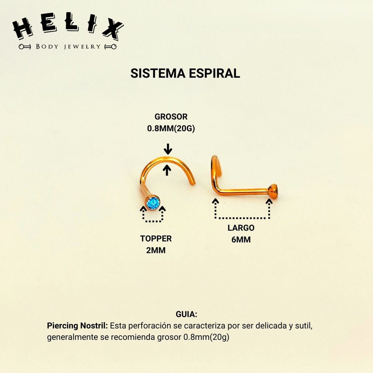 Piercing Nariz Aqua - Helix Body Jewelry - Tienda Online de Piercings